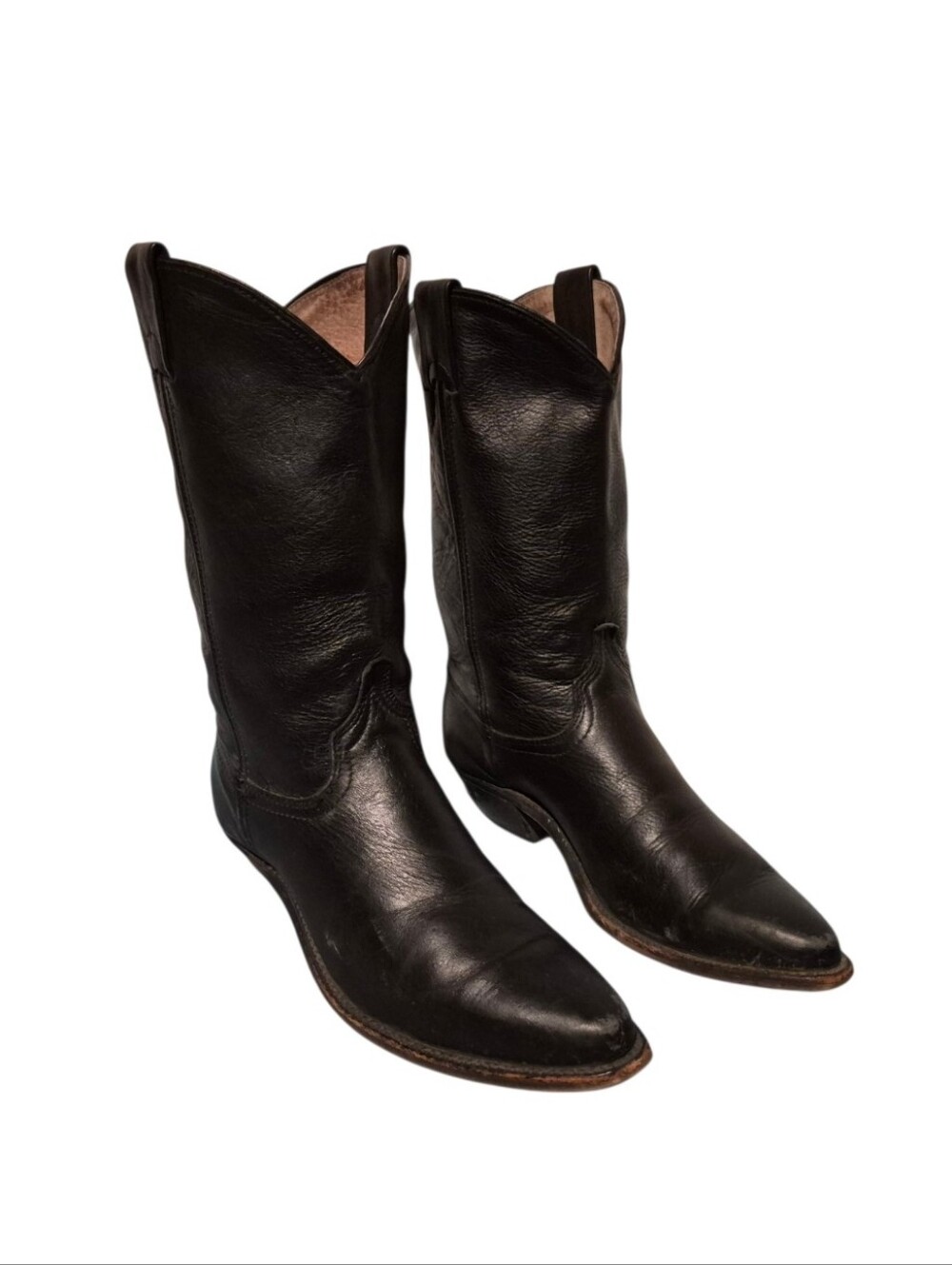 Black Leather Western Cowboy Boots Women's Size 7 1/2, Made in USA